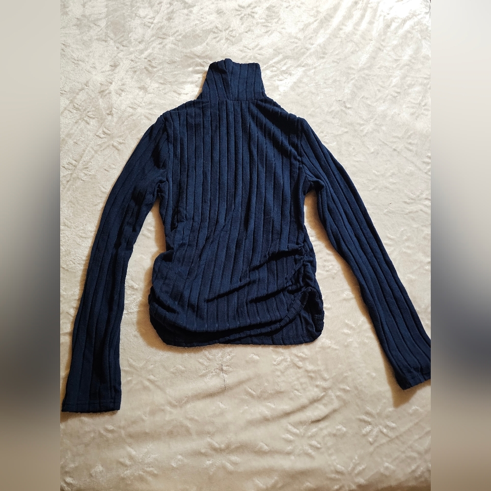 Shein Blue Woman's Ribbed Turtleneck